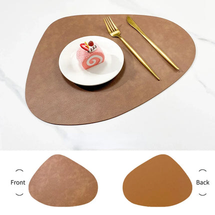 Double-Sided Faux Leather Placemats in Nordic Water Droplet Shape | Heat & Stain Resistant for Dining Tables
