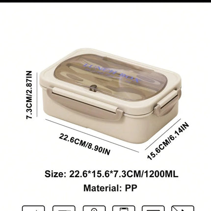 Bento Lunch Box with 4 Compartments & Leak-Proof Seal | 1200 ml for Work, School & Travel