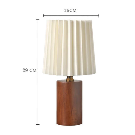 Pleated Table Lamp with Solid Wood Base | Warm Ambient Lighting for Nordic-Korean Style Décor