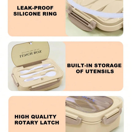 Bento Lunch Box with 4 Compartments & Leak-Proof Seal | 1200 ml for Work, School & Travel