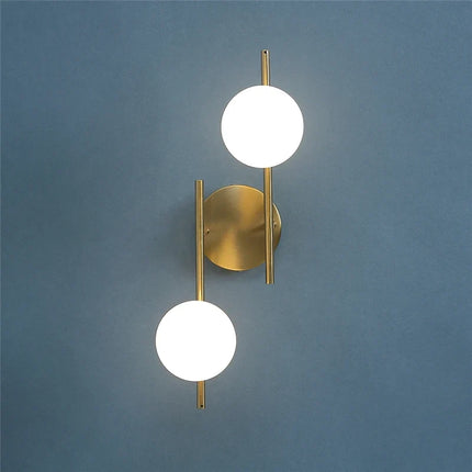 Modern Dual-Globe Wall Light with Gold Finish | Ambient Illumination for Contemporary Spaces