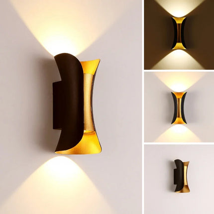 Modern Black & Gold LED Wall Light with Dual-Beam Design | Waterproof Sconce for Elegant Indoor and Outdoor Illumination
