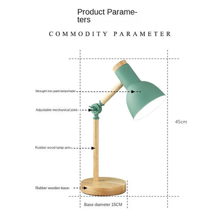 Nordic Wooden Desk Lamp with Adjustable Head | Stylish Eye-Friendly Light for Reading and Relaxation