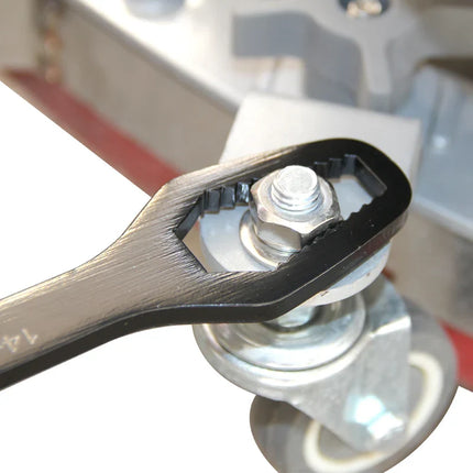 Dual Head Adjustable Wrench 8-13mm and 14-22mm, Toothed Anti Slip Jaws, Silver and Black Compact Spanner for Bike Repairs