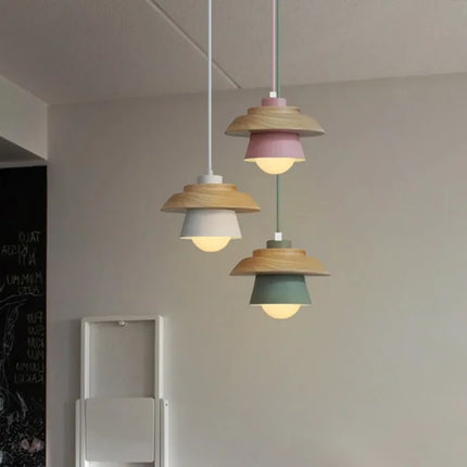 Nordic Wood Pendant Light with Warm Diffused Glow | Playful Macaron Design for Modern Home Decor