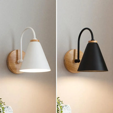 Nordic Wall Light with Solid Wood & Iron Design | Soft Illumination for Bedrooms and Living Spaces