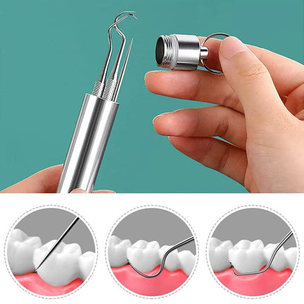 Dental Cleaning Kit, Stainless Steel Tool Set with Keychain Carry, Portable Oral Care Set for Travel