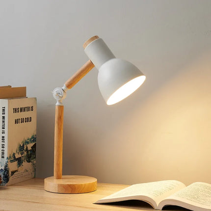 Nordic Wooden Desk Lamp with Adjustable Head | Stylish Eye-Friendly Light for Reading and Relaxation