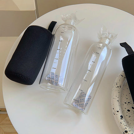 Glass Water Bottles with Time Marker, Reusable Glass Water Bottle for Travel – image 6