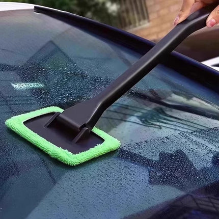Microfiber Windshield Cleaner Tool with Extra-Long Handle | Streak-Free Shine for Safe Driving