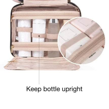 Hanging Makeup Bag Travel Organizer with Fold-Out Design | Multi-Use Cosmetic and Toiletry Storage for Easy Access