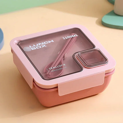 Leak-Proof Bento Lunch Box with Built-in Cutlery | Microwave & Dishwasher Safe for School and Office Meals