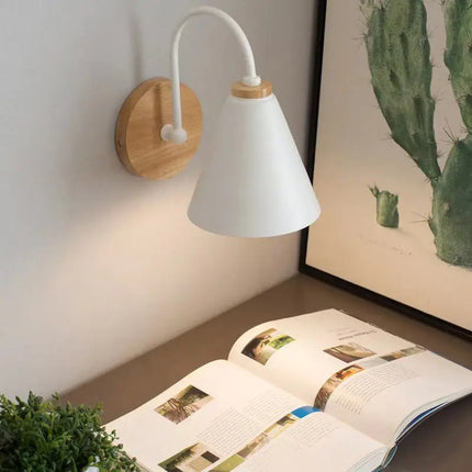 Nordic Wall Light with Solid Wood & Iron Design | Soft Illumination for Bedrooms and Living Spaces