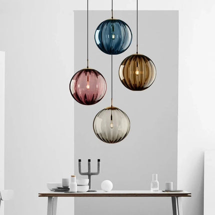 Modern Glass Ball Pendant Light with Hand-Blown Shade | Ambient Illumination for Dining Rooms and Bedrooms