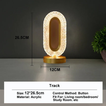 3D Crystal LED Night Light with Touch Control Dimming | Portable USB Rechargeable Lamp for Home Decor
