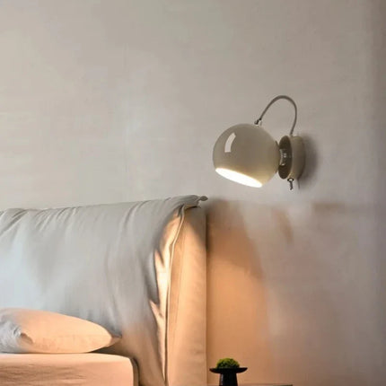 Nordic Cream Wall Lamp with Adjustable Dome Shade | Minimalist Lighting for Bedrooms and Home Offices