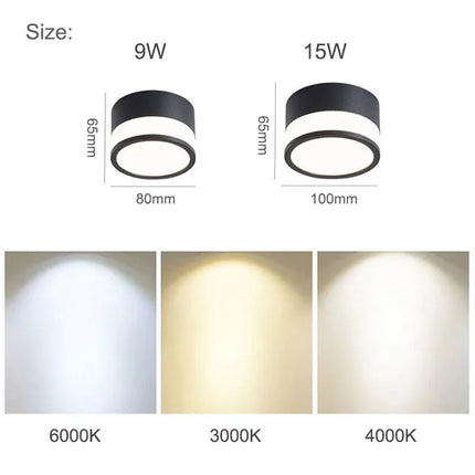 Nordic Surface Mounted LED Downlight with Adjustable Brightness | Modern Minimalist Lighting for Home Interiors