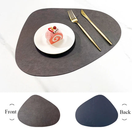 Double-Sided Faux Leather Placemats in Nordic Water Droplet Shape | Heat & Stain Resistant for Dining Tables