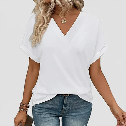 Lightweight Women’s Casual V Neck T Shirt with Short Sleeves | Comfortable Summer Top for Effortless Style