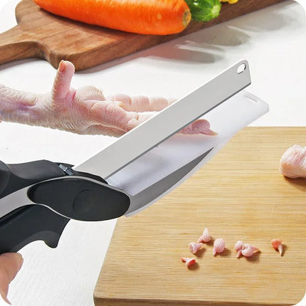 2-in-1 Cutting Board Scissors, Kitchen Shears with Slicing Surface for Vegetables, Bread and Meat, Cut Over the Plate