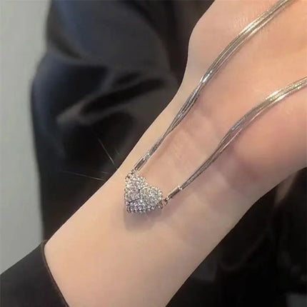 Magnetic Heart Necklace, Love Pendant Necklace with Zircon – image 7
