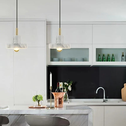 Natural Marble Pendant Lamp with Sculptural Design | Unique Postmodern Lighting for Luxurious Ambiance