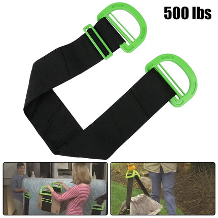 Heavy Duty Moving Strap with Adjustable Buckle, 500 lb Capacity Black Lifting Strap for Mattresses and Furniture