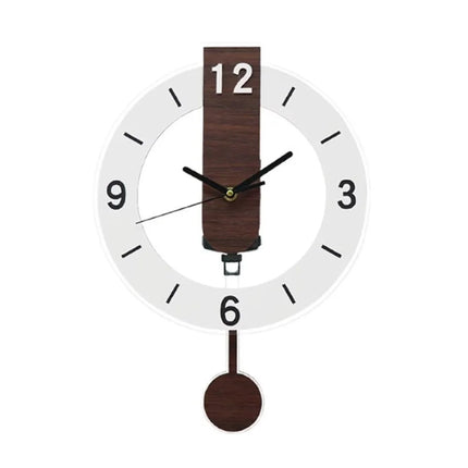 Minimalist Pendulum Wall Clock with Silent Quartz Movement | Modern Acrylic and Wood Design for Calming Elegance