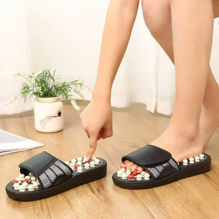 Textured Sole Massage Slippers with Raised Nub Footbed, Wipe Clean Indoor House Slippers in Sizes S, M, L and XL