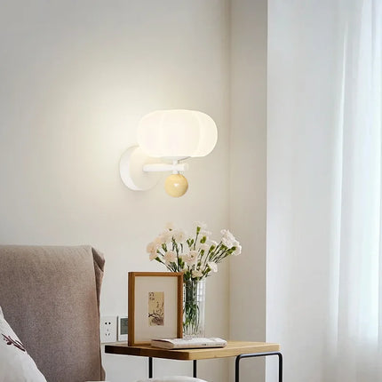 Nordic Pumpkin Wall Lamp with Sculptural Glass Shade | Soft Illumination for Contemporary Living Spaces