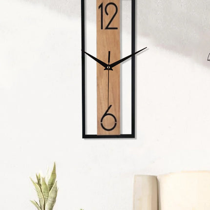 Modern Rectangular Wall Clock with Silent Sweep Movement | Minimalist Wood Grain Design for Peaceful Interiors