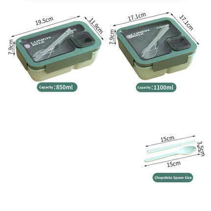 Leak-Proof Bento Lunch Box with Built-in Cutlery | Microwave & Dishwasher Safe for School and Office Meals