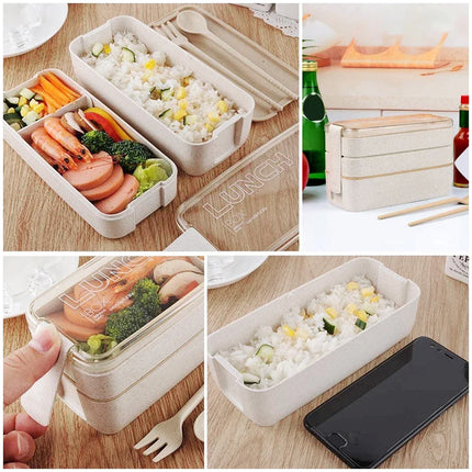 Eco-Friendly Bento Lunch Box with 3 Stackable Layers | 900 ml Leak-Proof Design for Kids' School Meals