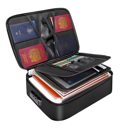 Document Organizer Bag Waterproof, Fire Resistant Document Bag with Zipper for Passport and Cash, Travel Document Holder