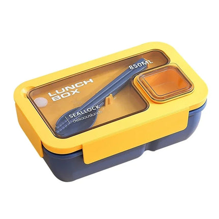 Leak-Proof Bento Lunch Box with Built-in Cutlery | Microwave & Dishwasher Safe for School and Office Meals