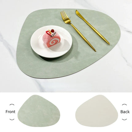 Double-Sided Faux Leather Placemats in Nordic Water Droplet Shape | Heat & Stain Resistant for Dining Tables