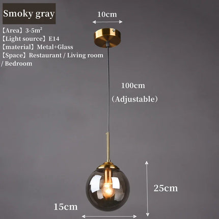 Modern Nordic Glass Globe Pendant Light with Adjustable Height | Warm Illumination for Stylish Spaces