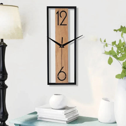 Modern Rectangular Wall Clock with Silent Sweep Movement | Minimalist Wood Grain Design for Peaceful Interiors