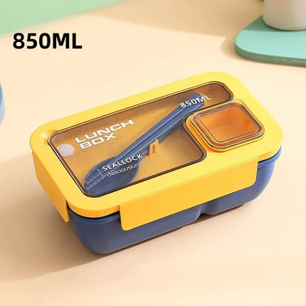 Leak-Proof Bento Lunch Box with Built-in Cutlery | Microwave & Dishwasher Safe for School and Office Meals