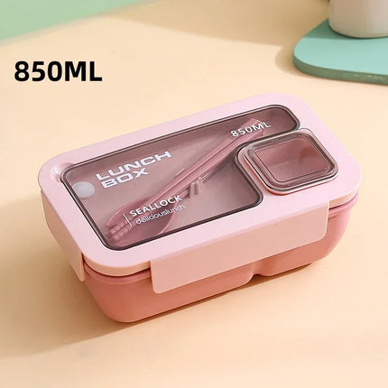 Leak-Proof Bento Lunch Box with Built-in Cutlery | Microwave & Dishwasher Safe for School and Office Meals