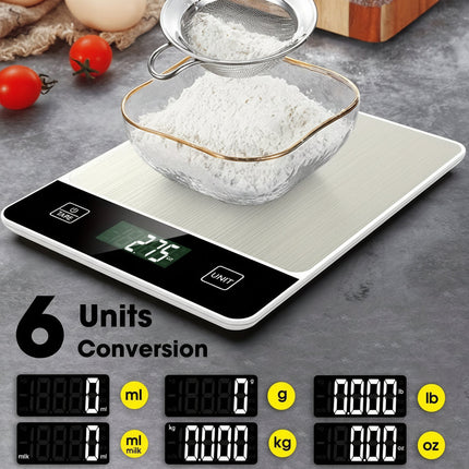 Digital Kitchen Scale with Stainless Steel Surface for Precise Food Weighing | 22 lb Capacity for Cooking and Baking