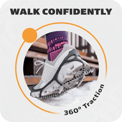 Ice Cleats for Shoes with Steel Coil Traction | Anti-Slip Grips for Winter Safety on Ice and Snow
