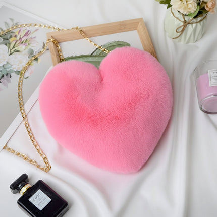 Faux Fur Heart Shoulder Bag with Zipper Closure | Soft Crossbody Purse for Everyday Style