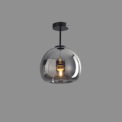 Nordic Glass Ball Ceiling Light with Smoke Grey Finish | Semi-Flush Mount for Elegant Ambient Illumination