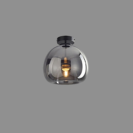 Nordic Glass Ball Ceiling Light with Smoke Grey Finish | Semi-Flush Mount for Elegant Ambient Illumination