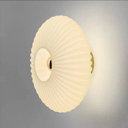Nordic Vintage Glass Wall Sconce with Striped Disc Design | Warm Ambient Lighting for Bedrooms and Living Rooms