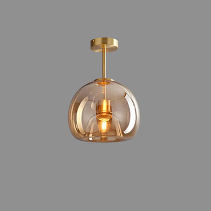 Nordic Glass Ball Ceiling Light with Smoke Grey Finish | Semi-Flush Mount for Elegant Ambient Illumination