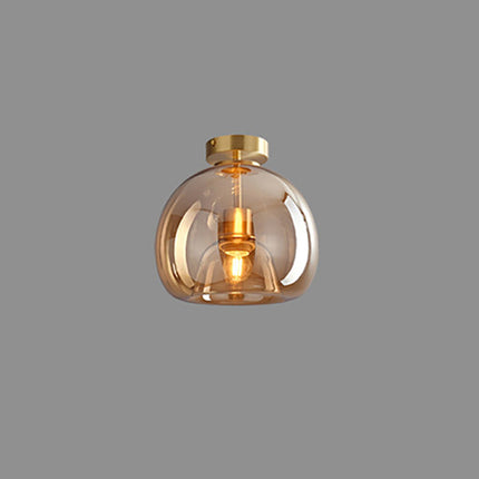 Nordic Glass Ball Ceiling Light with Smoke Grey Finish | Semi-Flush Mount for Elegant Ambient Illumination