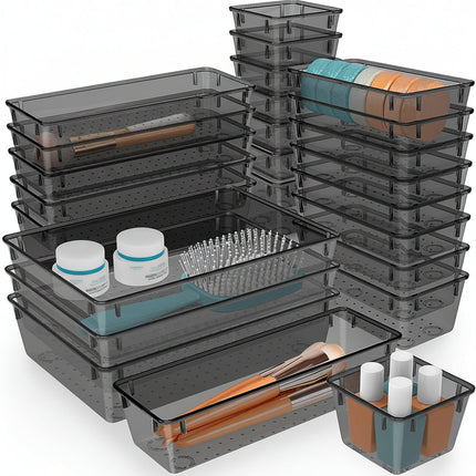 Plastic Drawer Organizer Set with 25 Trays for Flexible Storage | Clutter-Free Solution for Kitchen, Bathroom, and Office