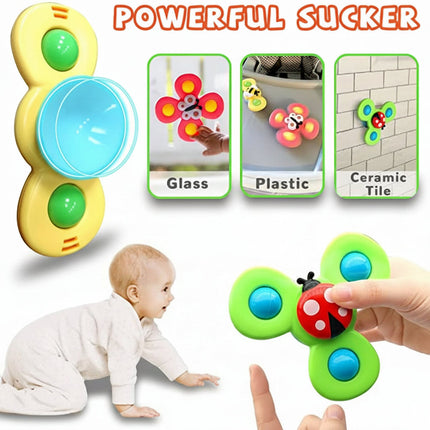 Baby Suction Spinner Sensory Toy with Strong Suction | Engaging Motor Skills Development for Bath & High Chair Play